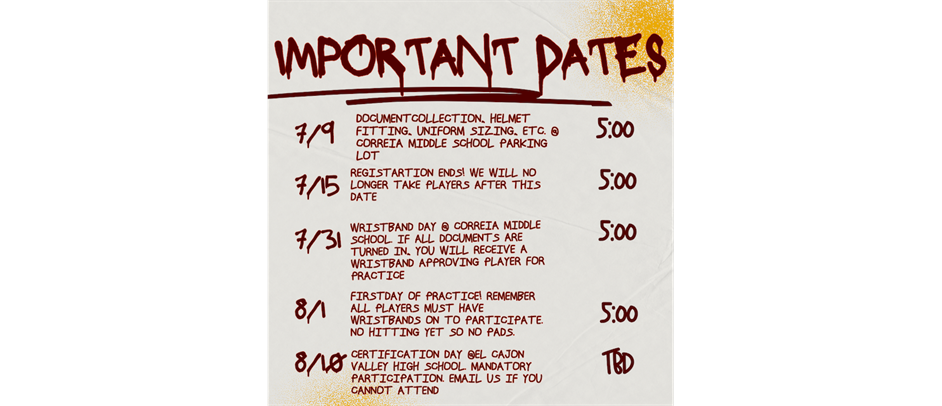 Important dates!